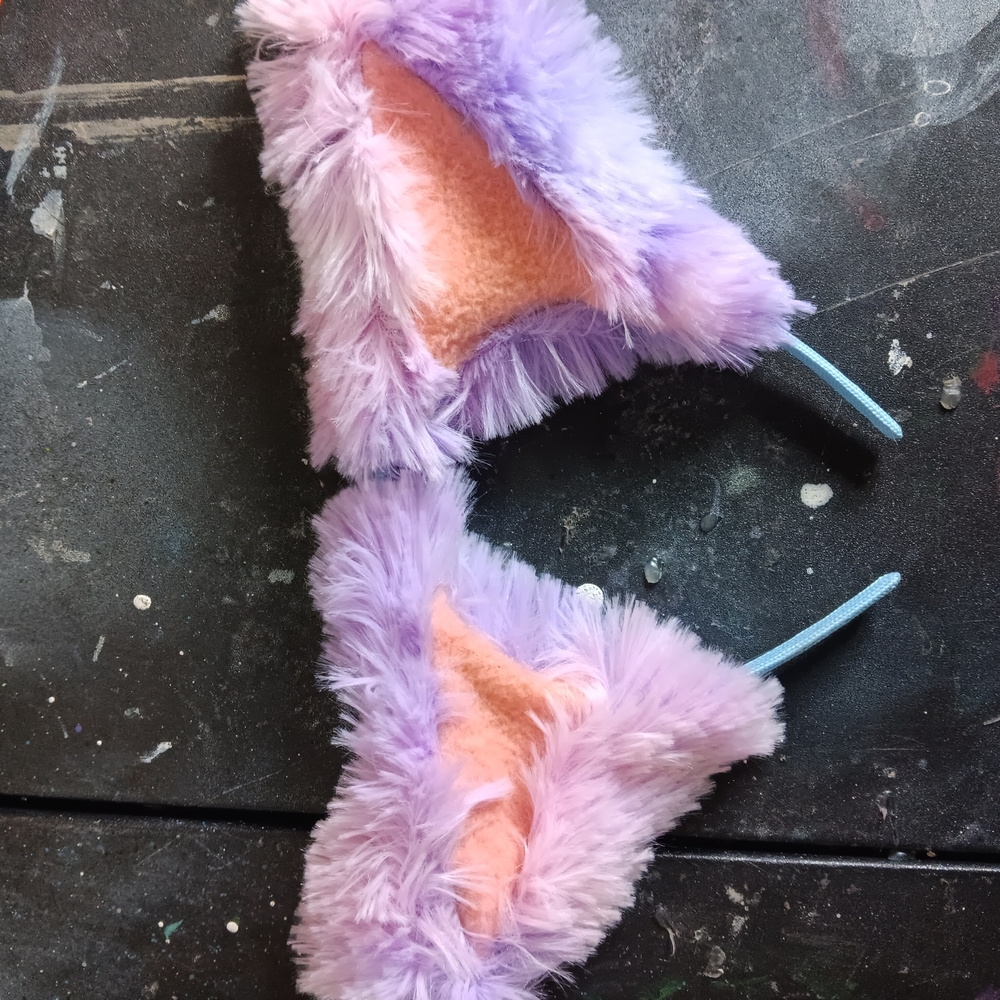 Fluffy Purple and Pink Cat Ear Headband